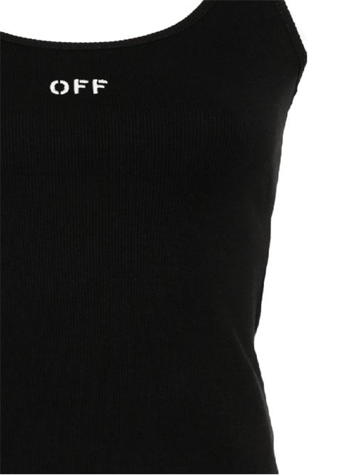 Black stretch-cotton tank top OFF WHITE | OWAD072C99JER0021001